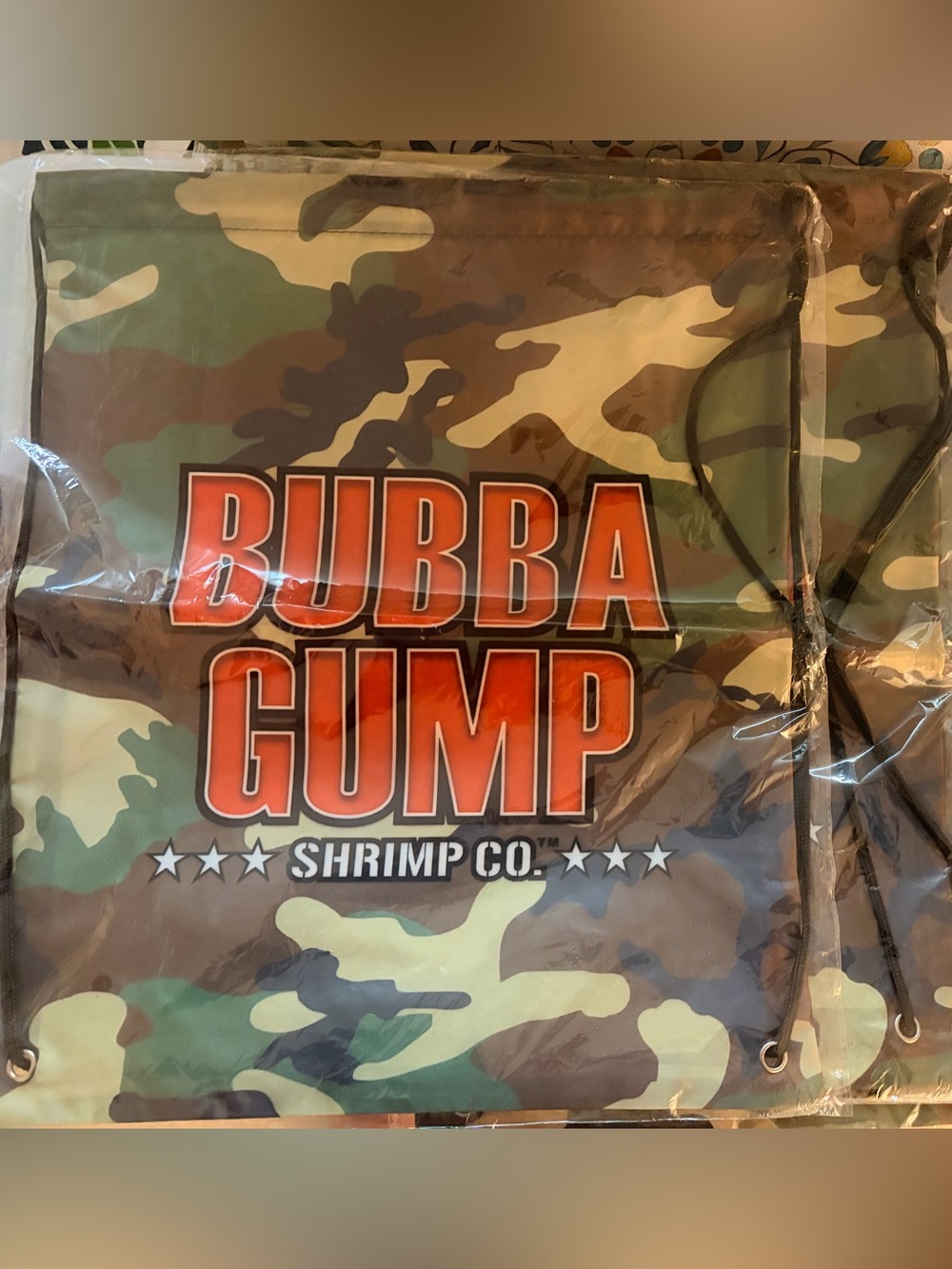 Bubba Gump Shrimp Co. Camo Drawstring Backpack - Green/Brown/Black